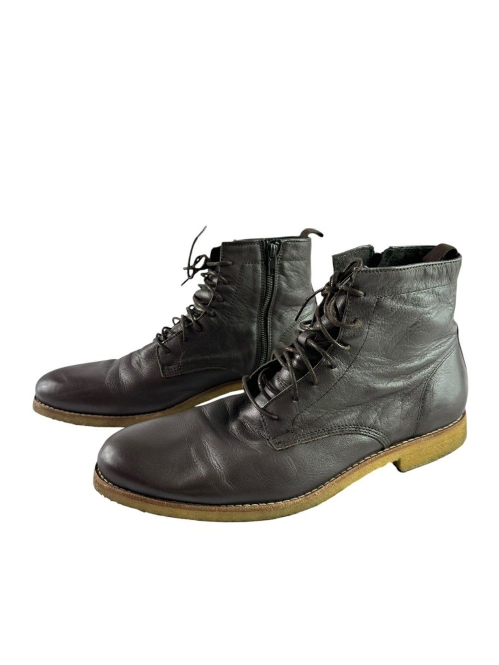 SUPPLY LAB Jonah Brown Leather Ankle Boots Men's Size 11 Lace Up Portugal